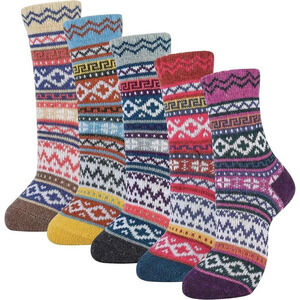 Womens Wool Multicolor Stripes Socks  Warm Winter Cozy Thermal Socks